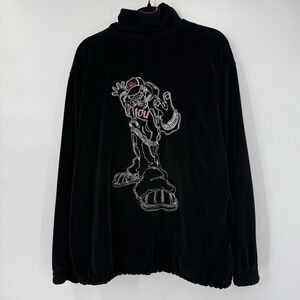 IOU Sport Jacket Men's Large Jacket Velour Black 90s Vintage Hip Hop Skater